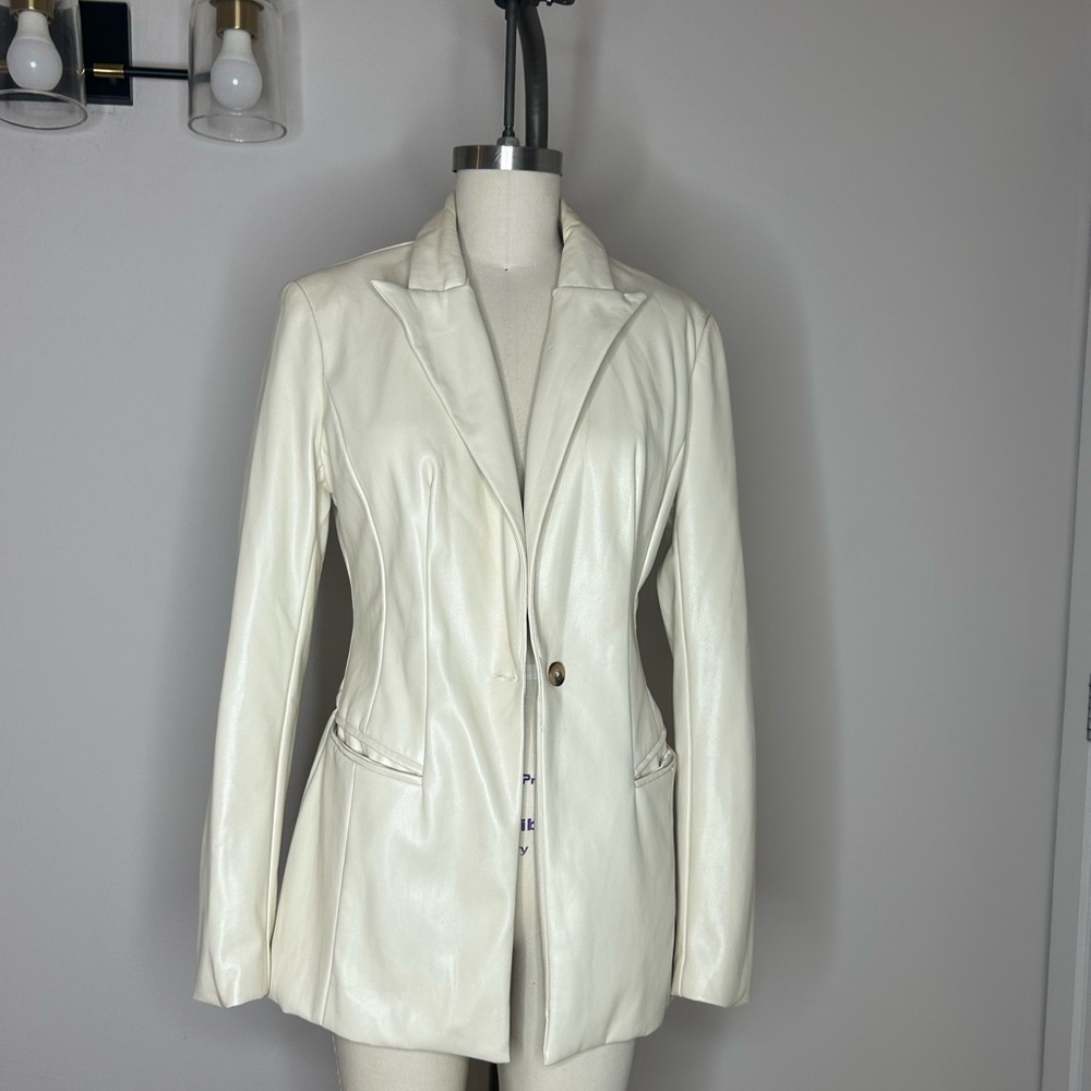 JLUXLABEL FAUX LEATHER BLAZER